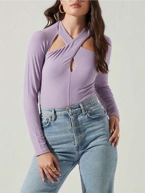 ASTR • Cutout Bodysuit in Purple
